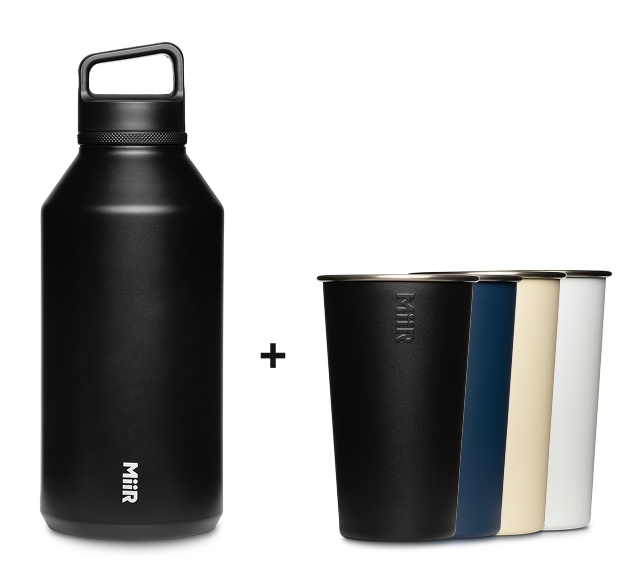 The Share Your Beverage Set 64oz Bottle + 4 Pint Cups Bundle