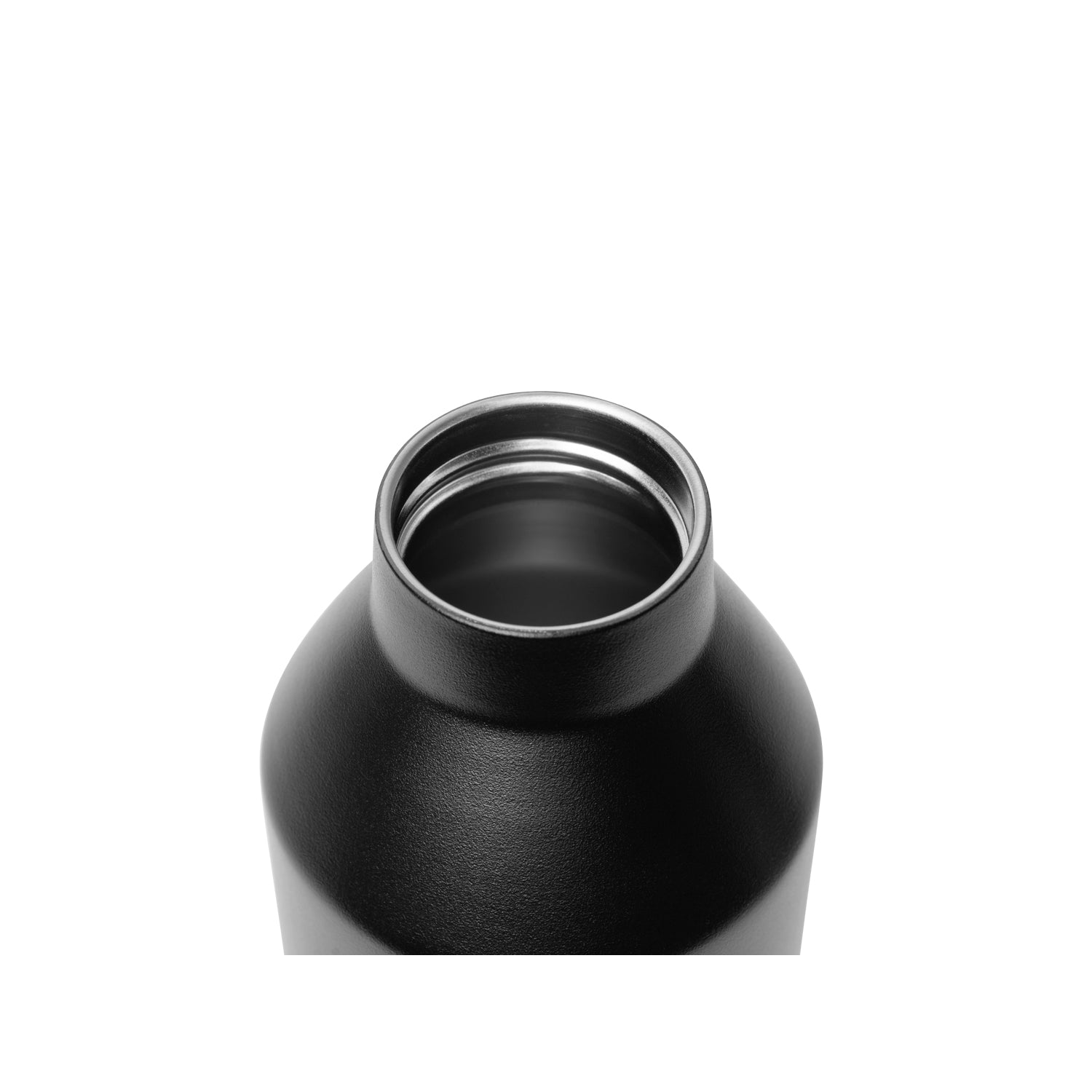 Narrow mouth stainless still bottle leakproof threaded lid, black