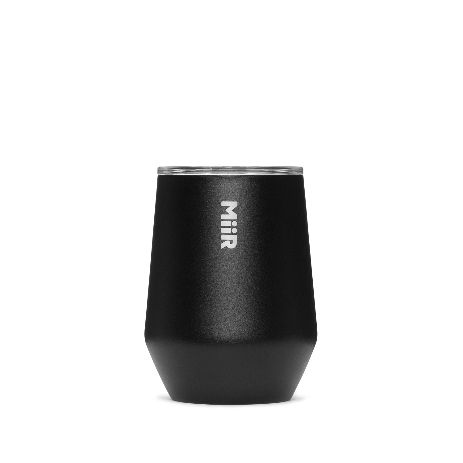 A black MiiR 10oz Wine Tumbler front side