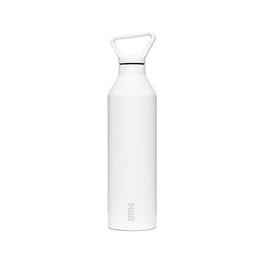 Double wall stainless steal narrow mouth water bottle, white
