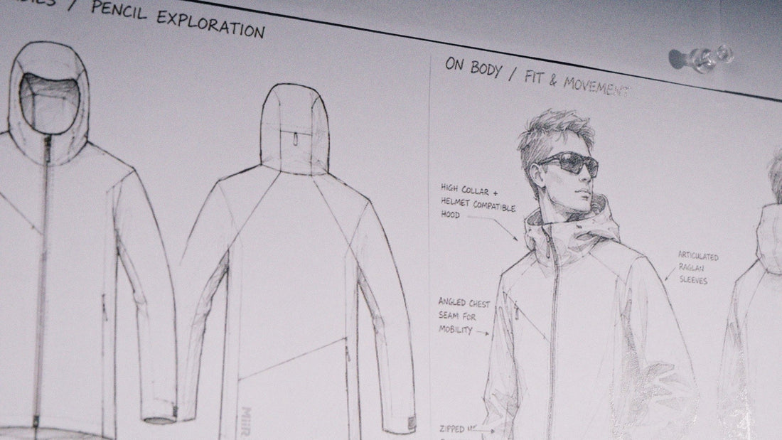 Sneak Peak sketching of MiiR Outerwear to come, jacket on and off body drawing
