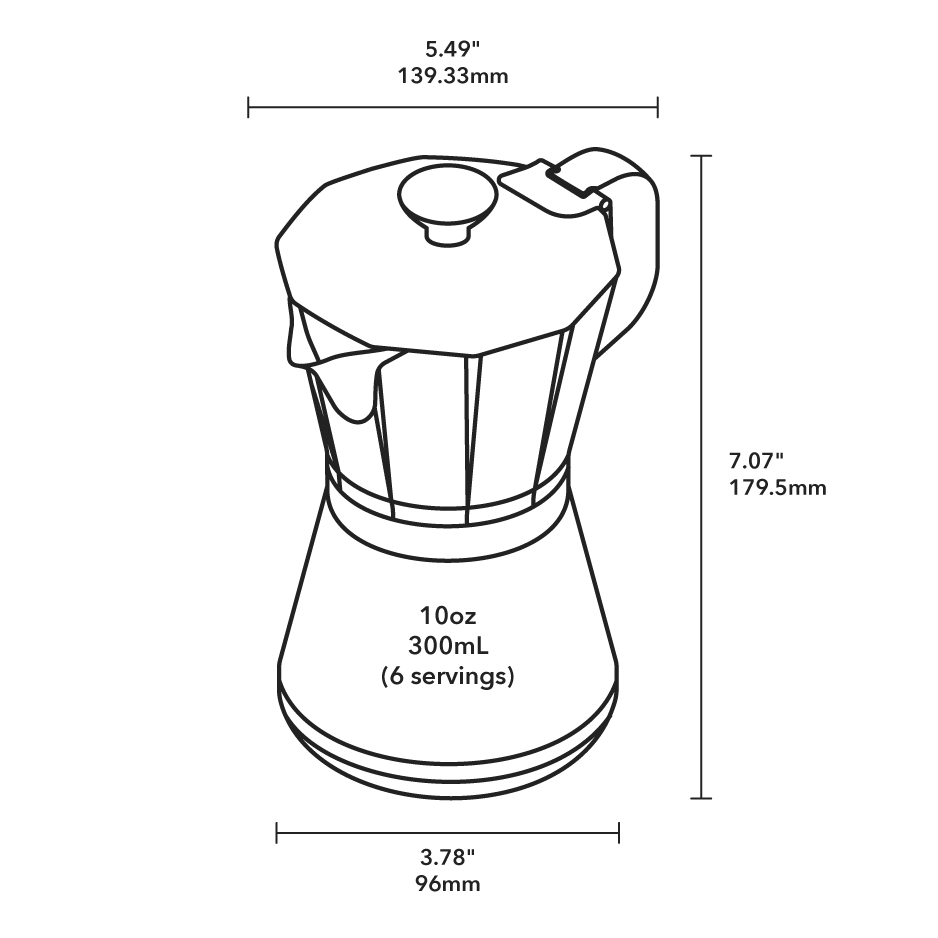 New Standard Moka Pot - Product Dimensions