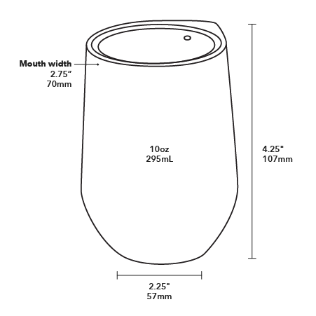 10oz Tumbler - Product Dimensions