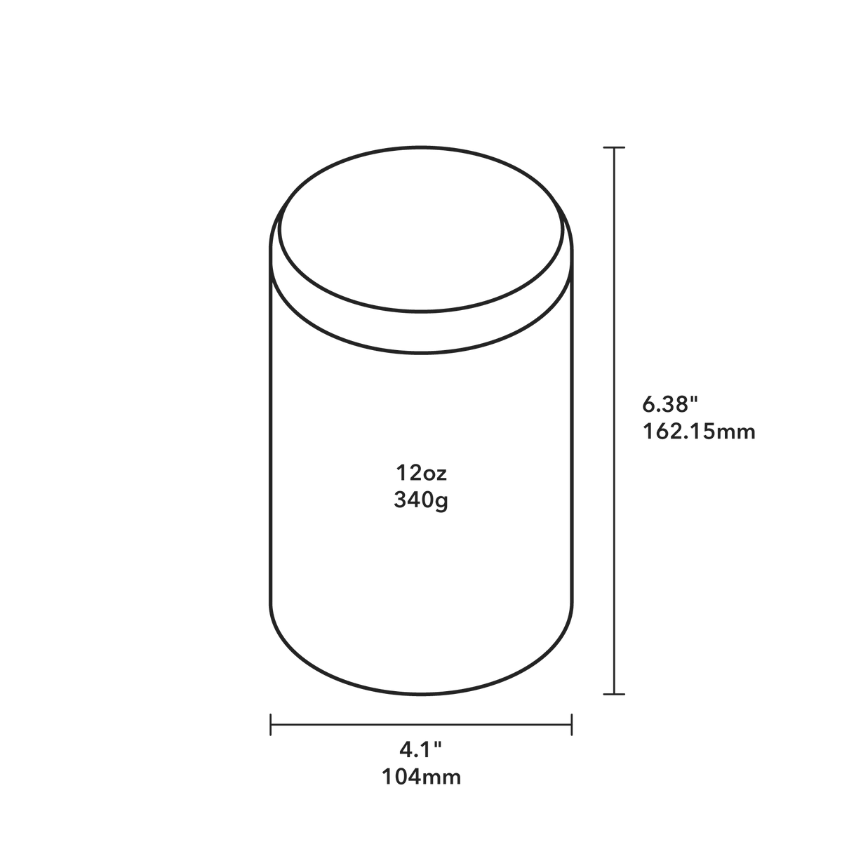 Airlock Coffee Canister - Product Dimensions