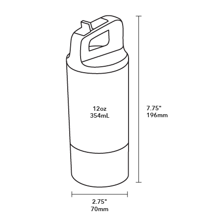 12oz Kids Bottle - Product Dimensions
