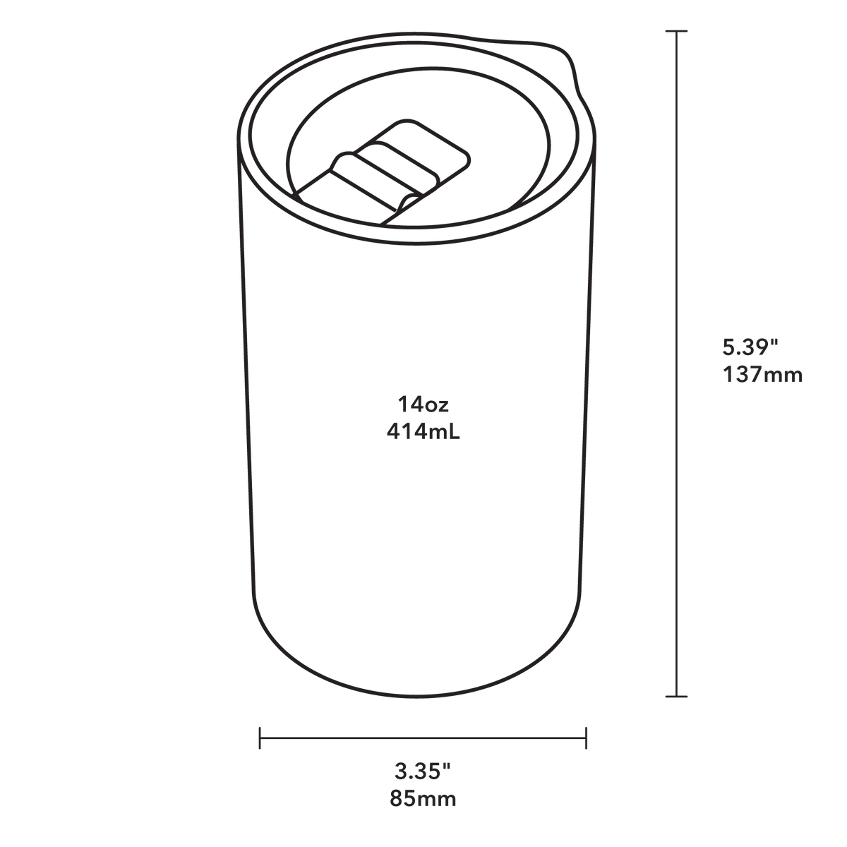 14oz Highball - Product Dimensions