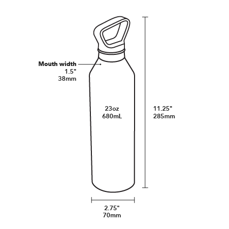 23oz Vacuum Insulated Bottle - Product Dimensions