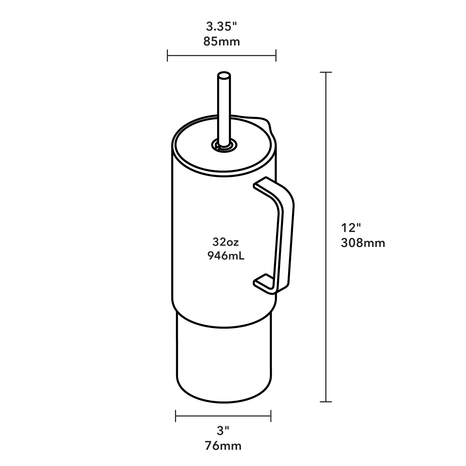 All Day Straw Cup - Product Dimensions