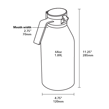 64oz Growler - Product Dimensions
