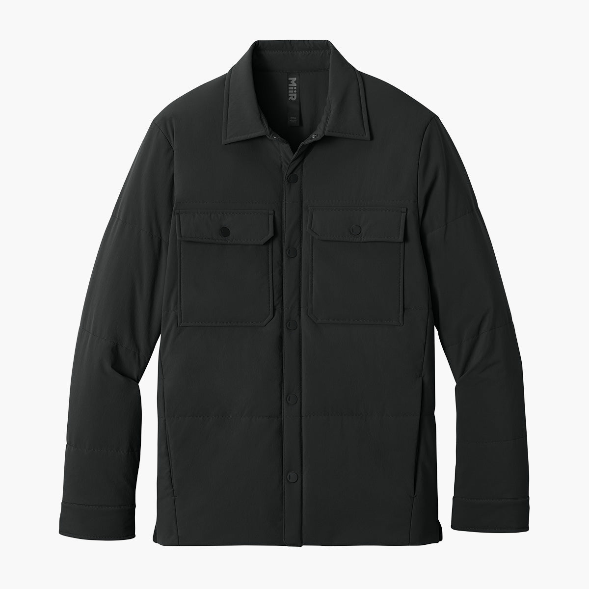 Men's Sashiko Insulated Shacket - Pitch Black - Flat Front