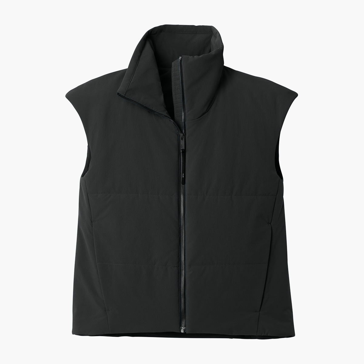 Women's Sashiko Insulated Vest - Pitch Black - Flat Front