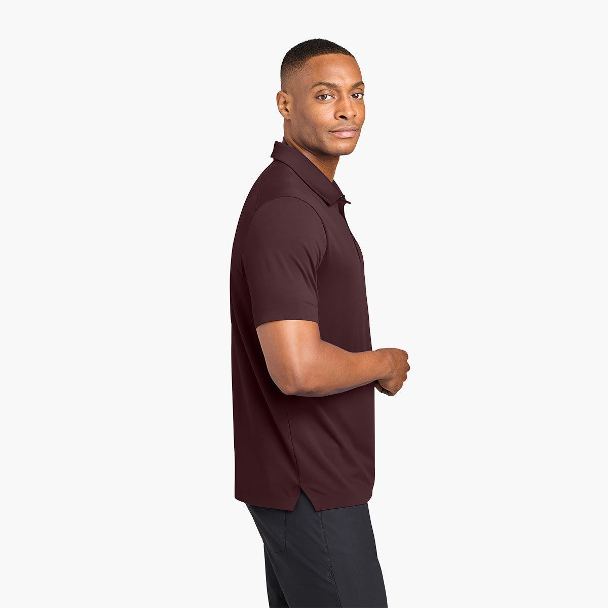Men's Alta Polo - Dark Fig - Model Side