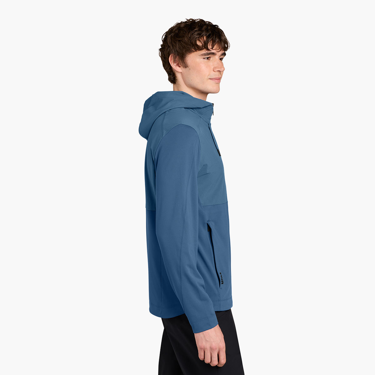 Men's Kivu Hybrid Hooded Jacket - Deep Lake - Model Side