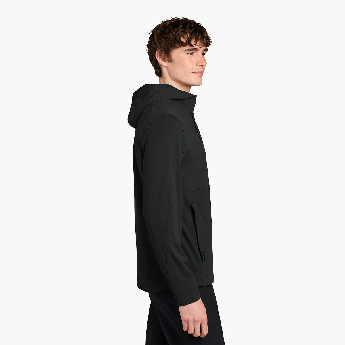Men's Kivu Hybrid Hooded Jacket - Pitch Black - Model Side