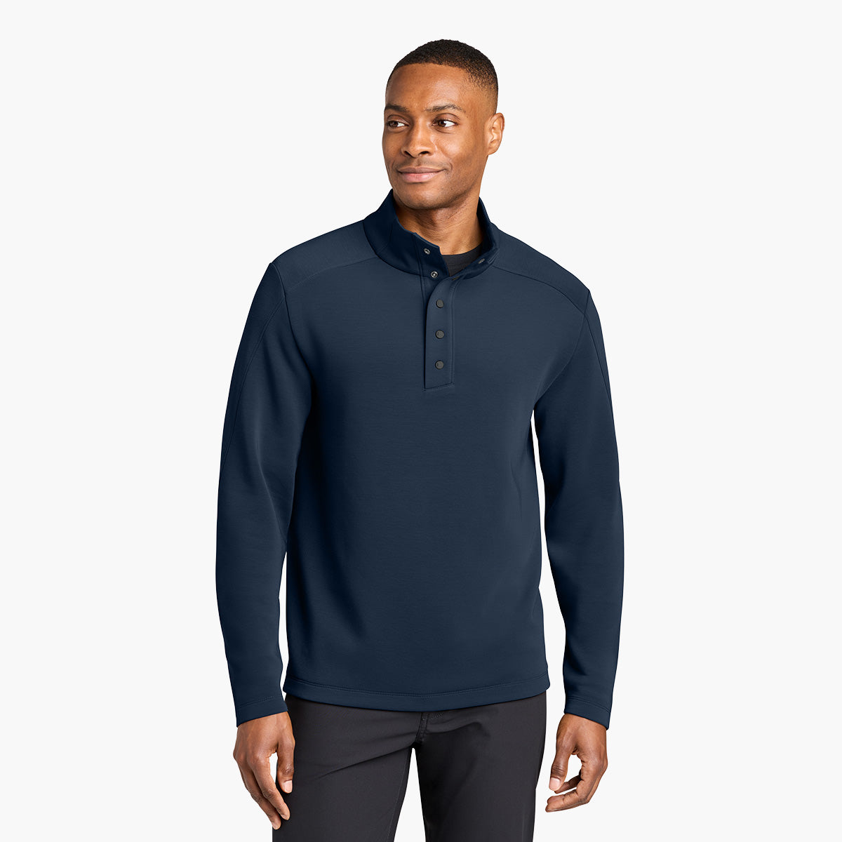 Men's Kumo 1/4 Snap Sweater - Indigo Navy - Model Front