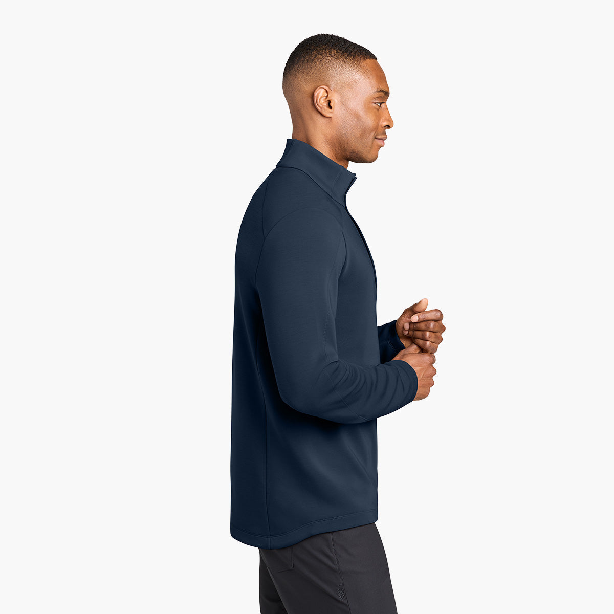Men's Kumo 1/4 Snap Sweater - Indigo Navy - Model Side
