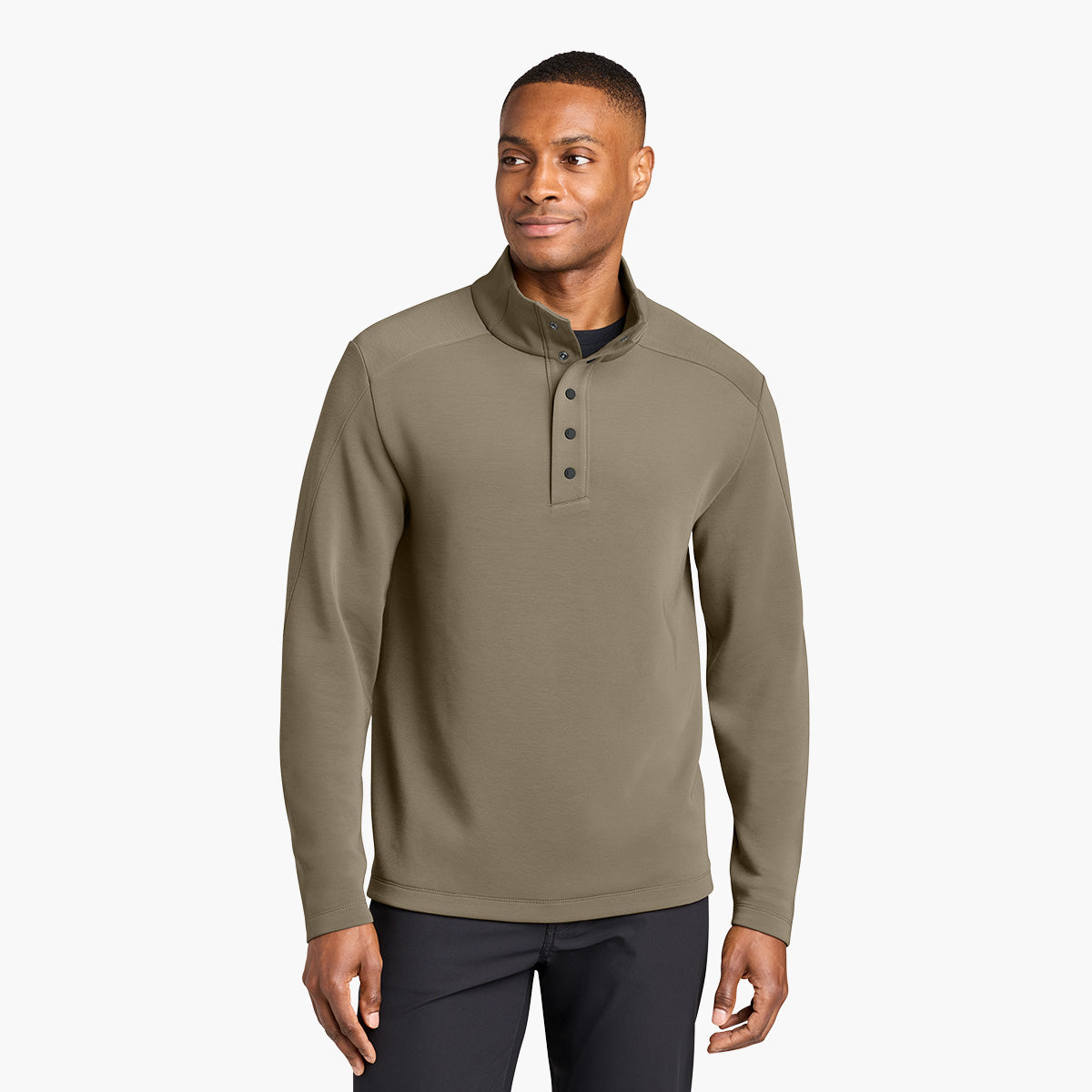 Men's Kumo 1/4 Snap Sweater - Truffle - Model Front