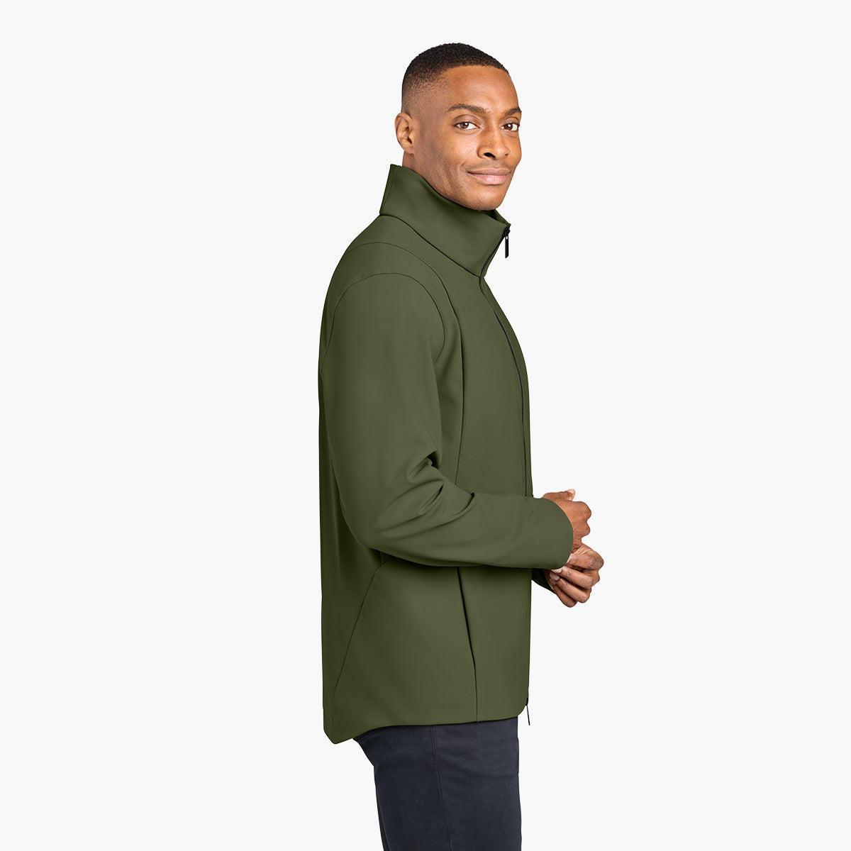 Men's Nozawa Soft Shell Jacket - Forest Moss - Model Side