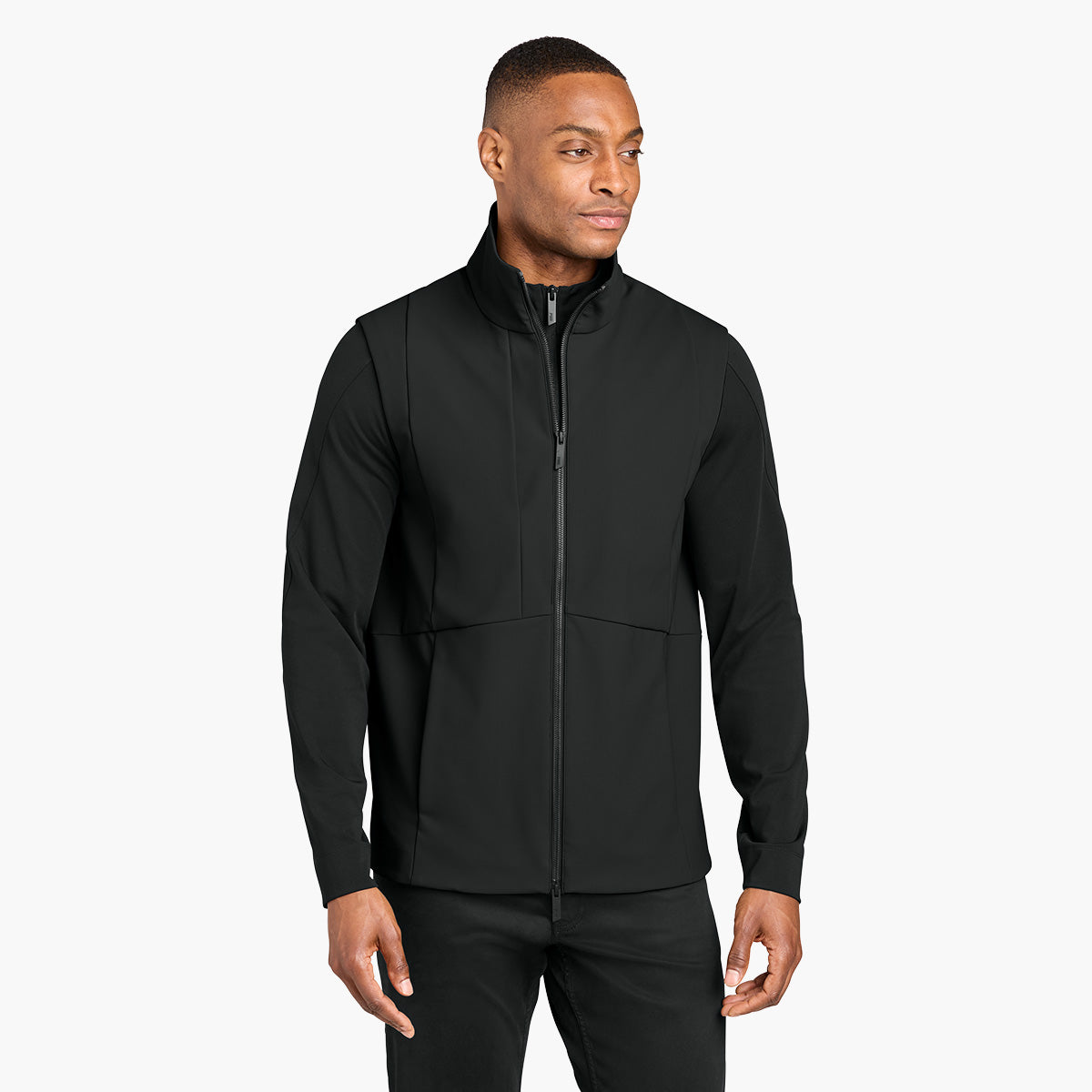 Men's Nozawa Soft Shell Vest - Pitch Black - Model Front
