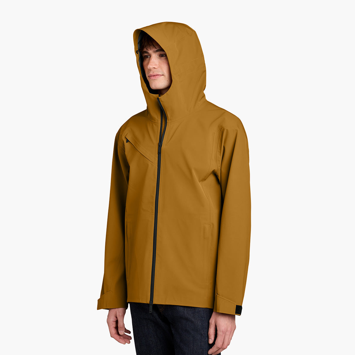 Men's Pourigami Jacket - Amber Haze - Model Hood