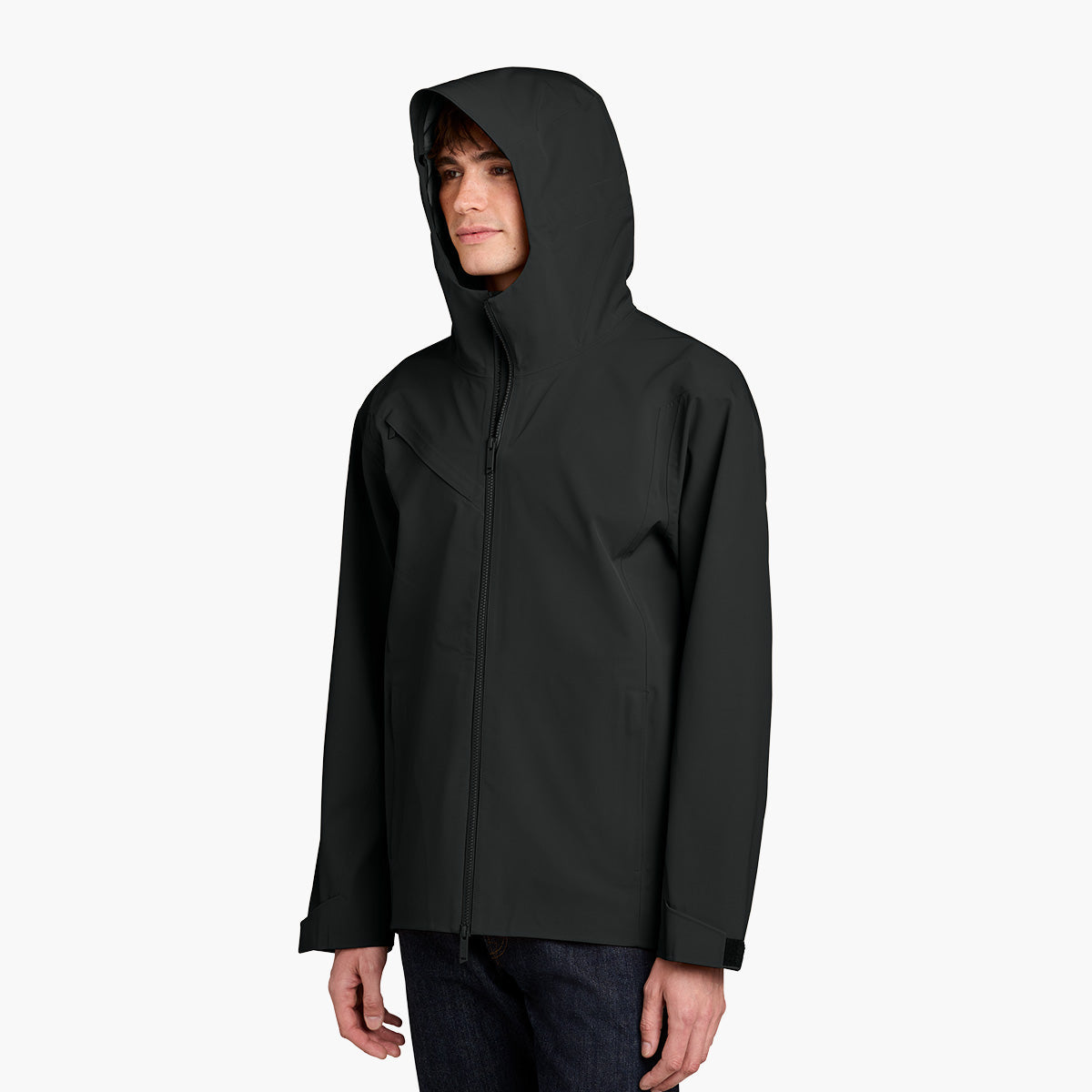 Men's Pourigami Jacket - Pitch Black - Model Hood