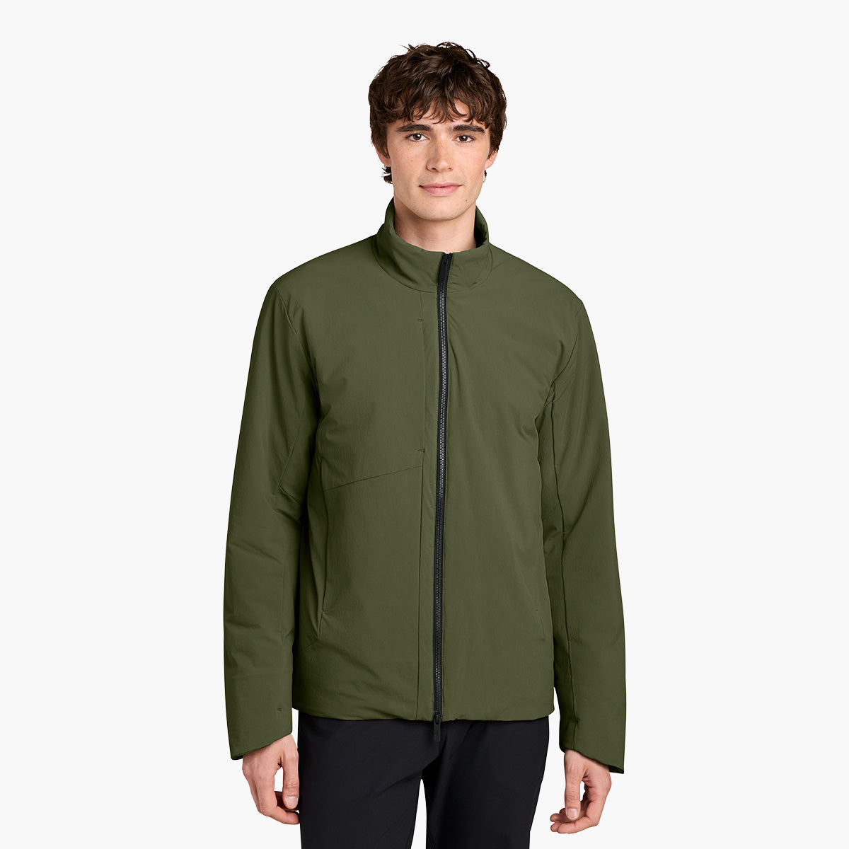 Men's Sashiko Insulated Jacket - Forest Moss - Model Front