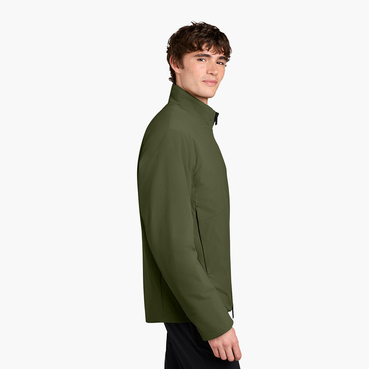 Men's Sashiko Insulated Jacket - Forest Moss - Model Side