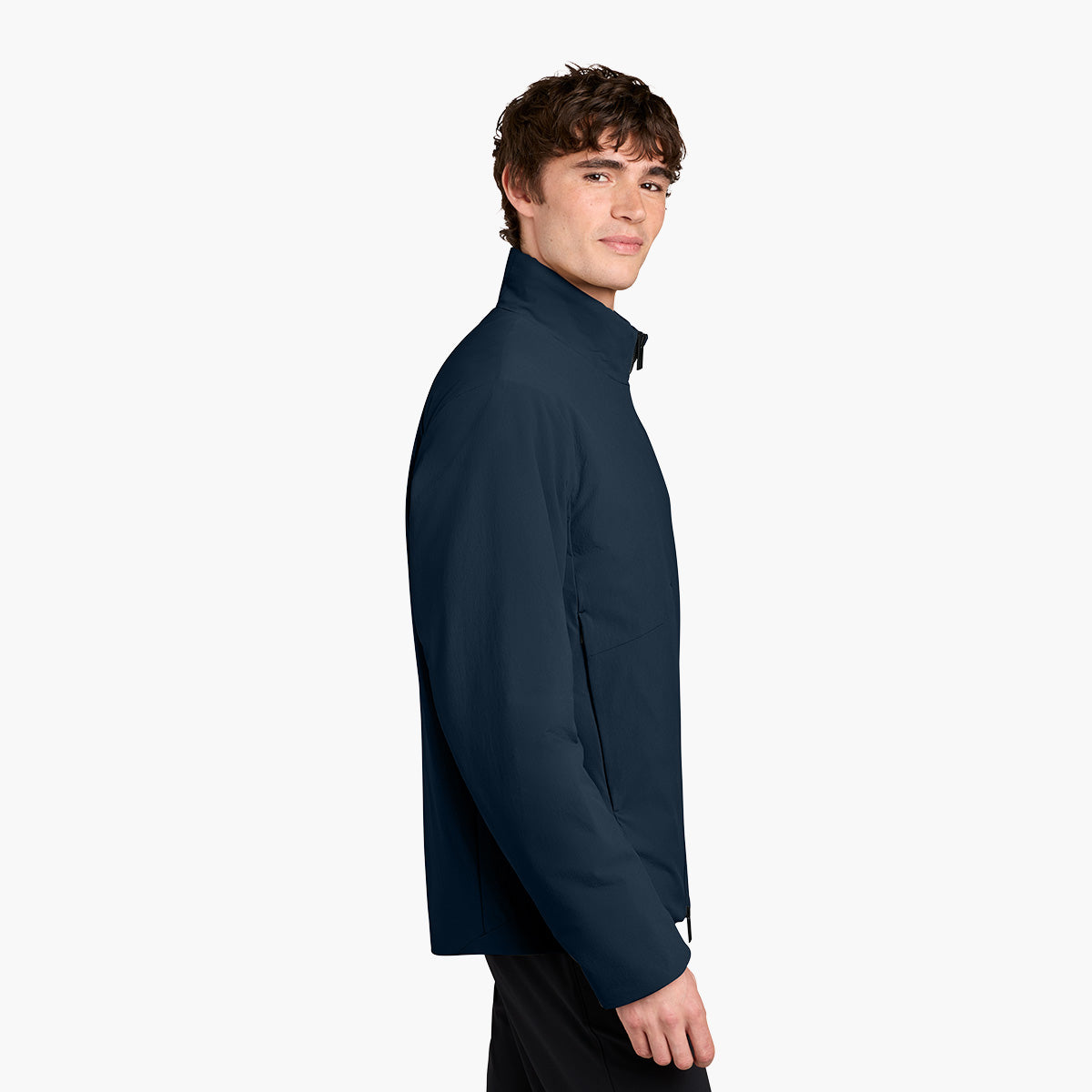 Men's Sashiko Insulated Jacket - Indigo Navy - Model Side