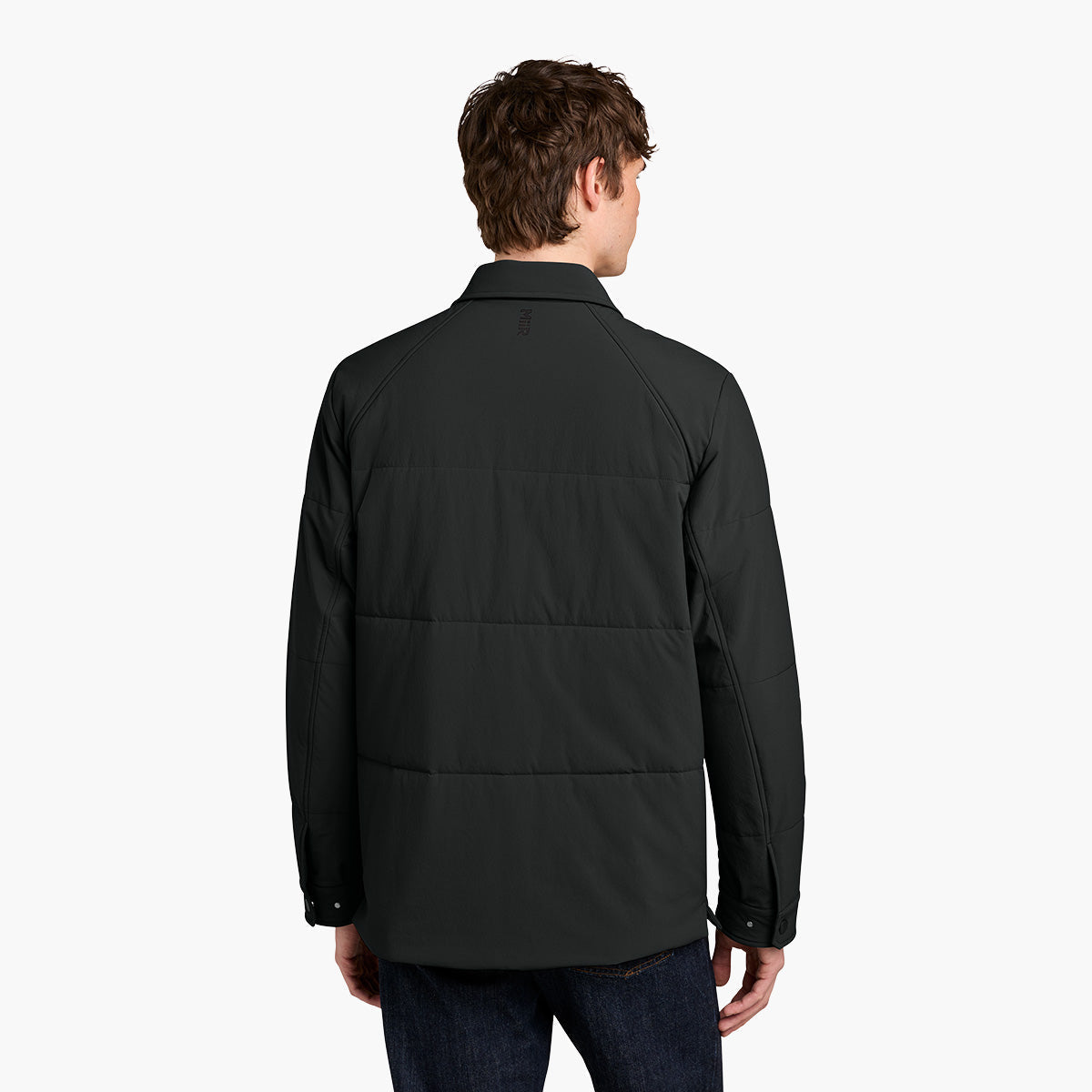 Men's Sashiko Insulated Shacket - Pitch Black - Model Back