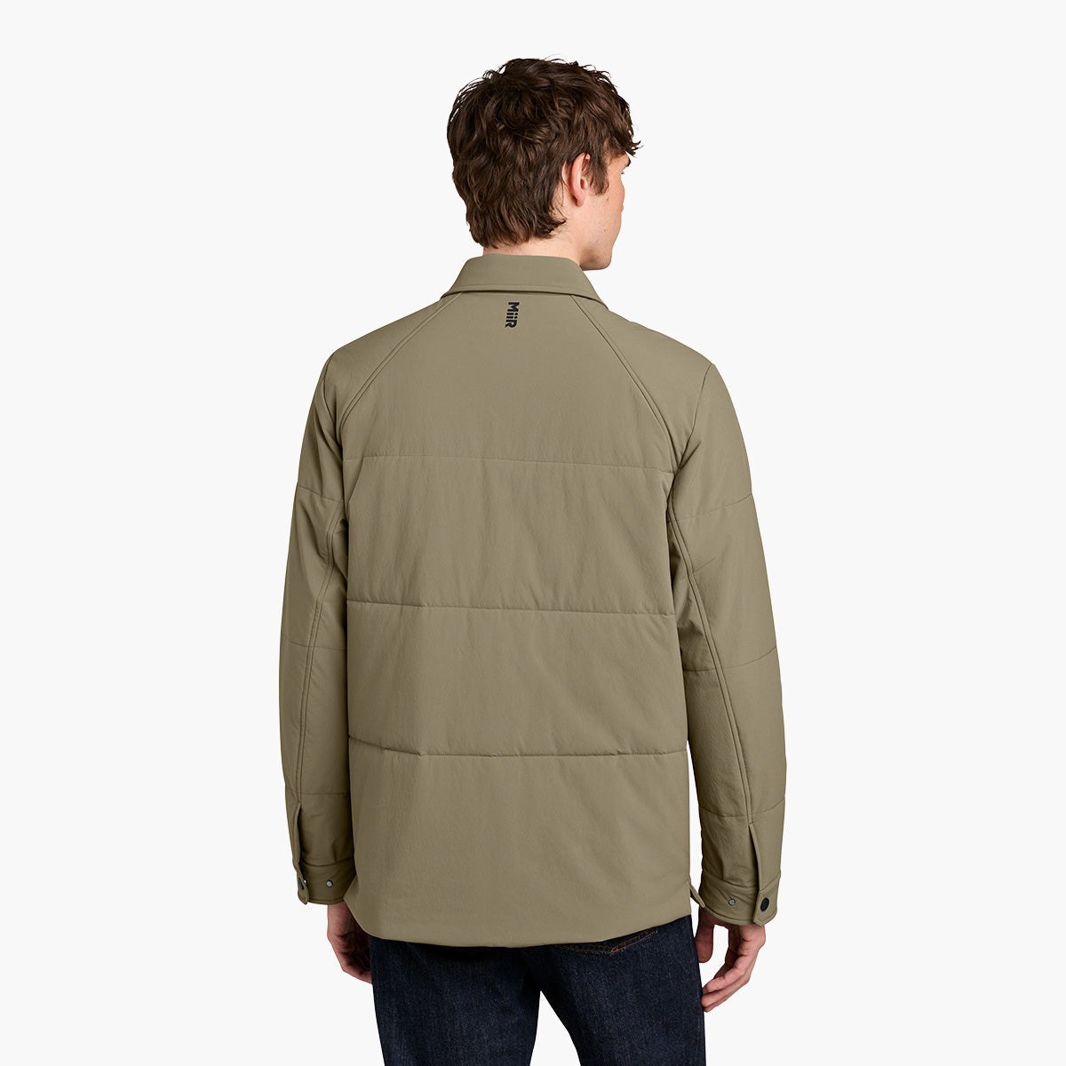 Men's Sashiko Insulated Shacket - Truffle - Model Back