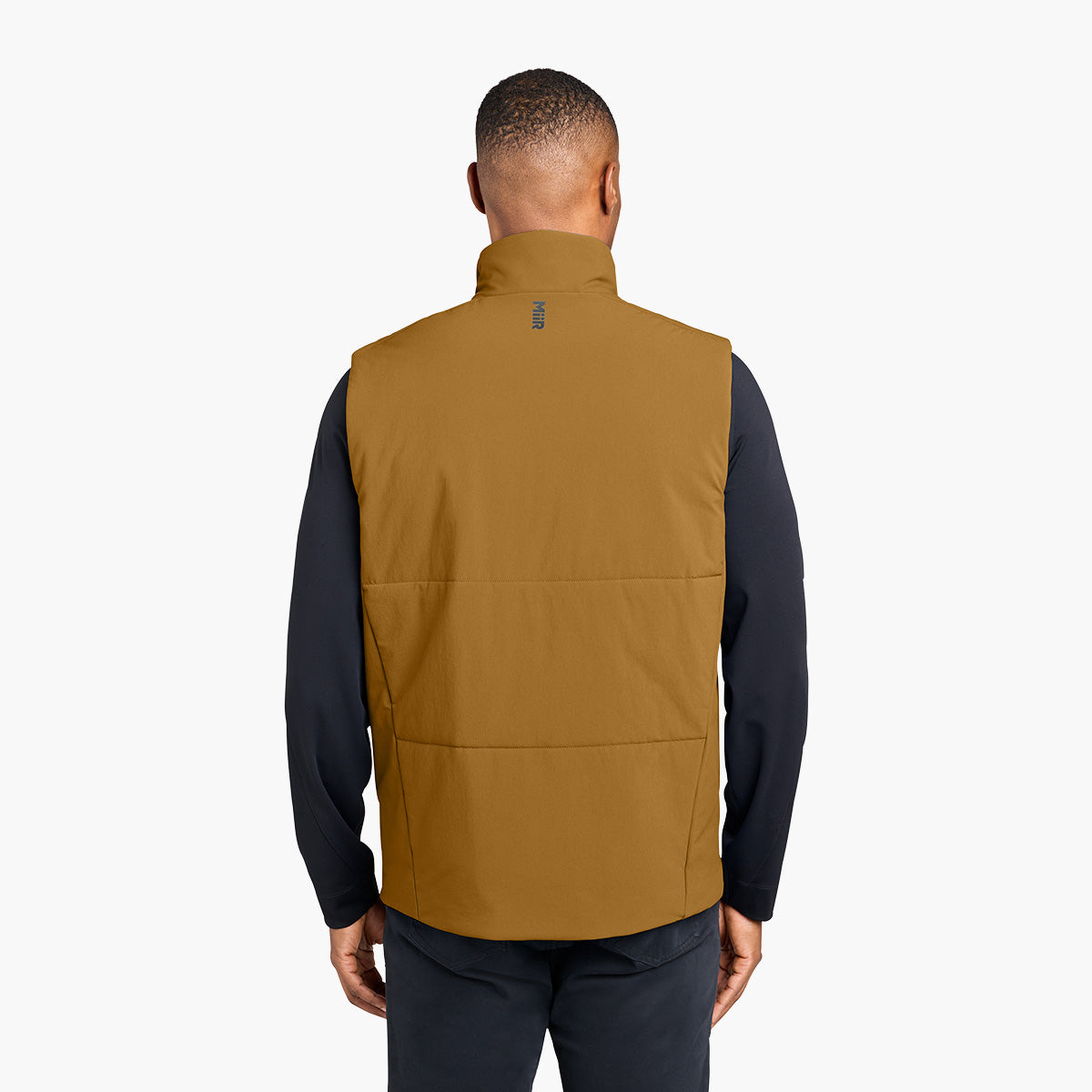 Men's Sashiko Insulated Vest - Amber Haze - Model Back