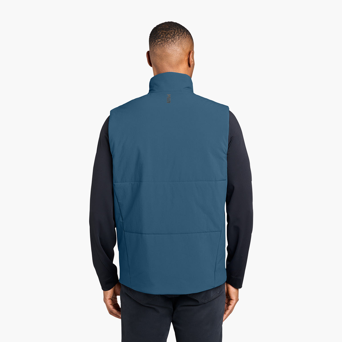Men's Sashiko Insulated Vest - Deep Lake - Model Back
