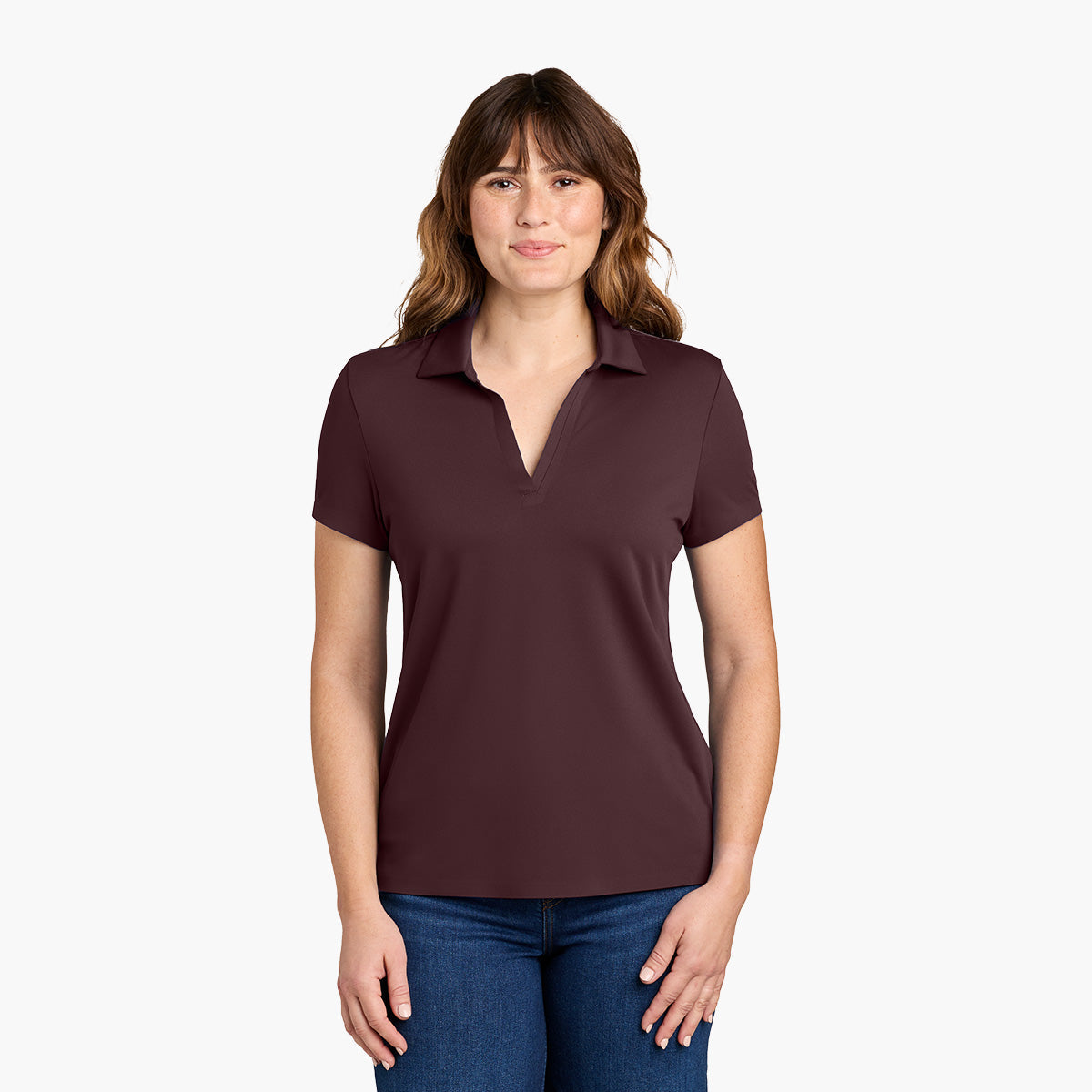 Women's Alta Polo - Dark Fig - Model Front