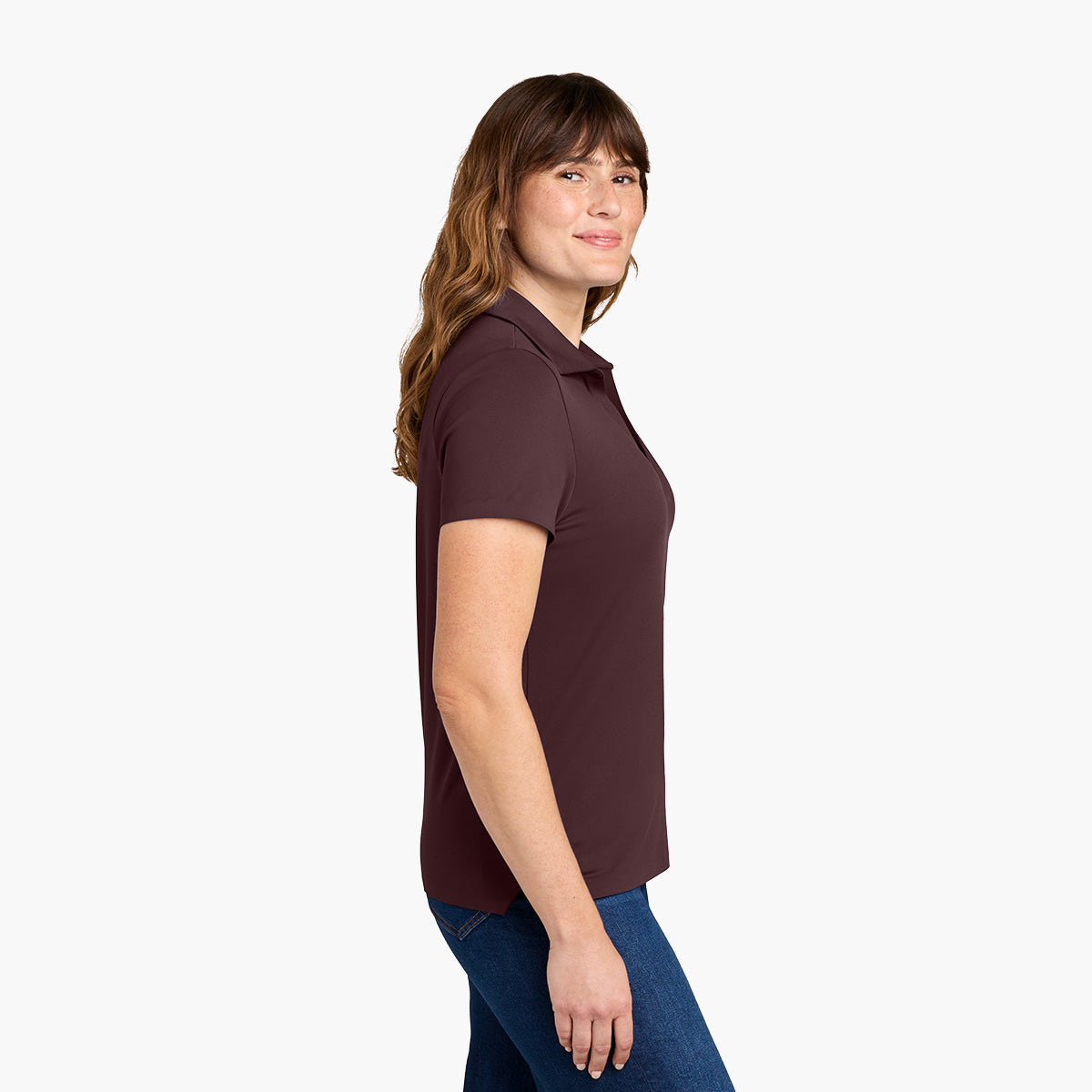 Women's Alta Polo - Dark Fig - Model Side