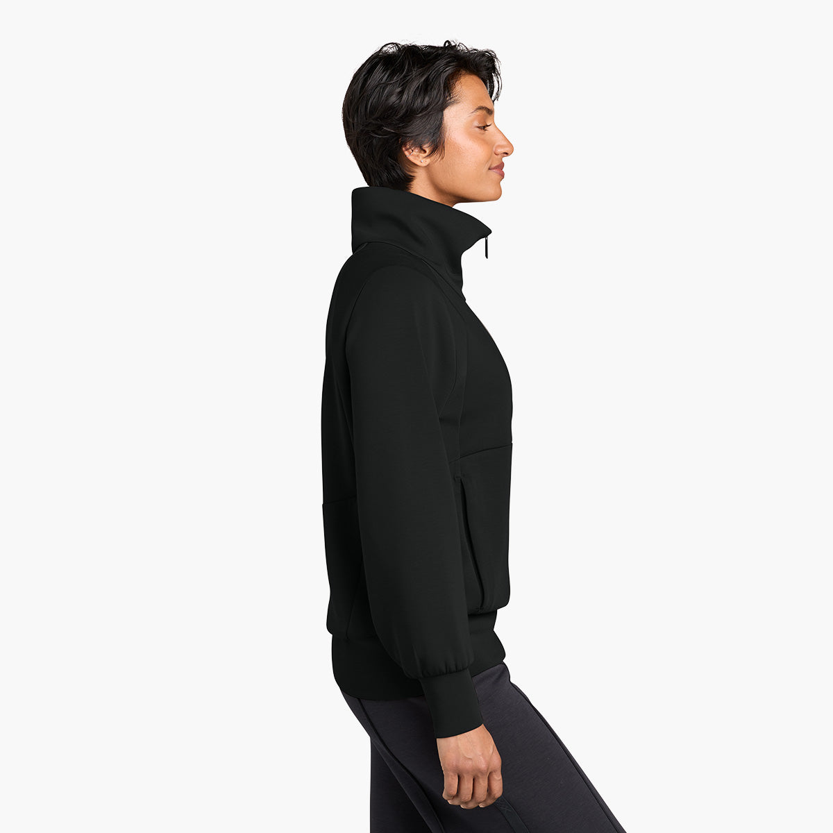 Women's Kumo 1/4 Zip Jacket - Pitch Black - Model Side
