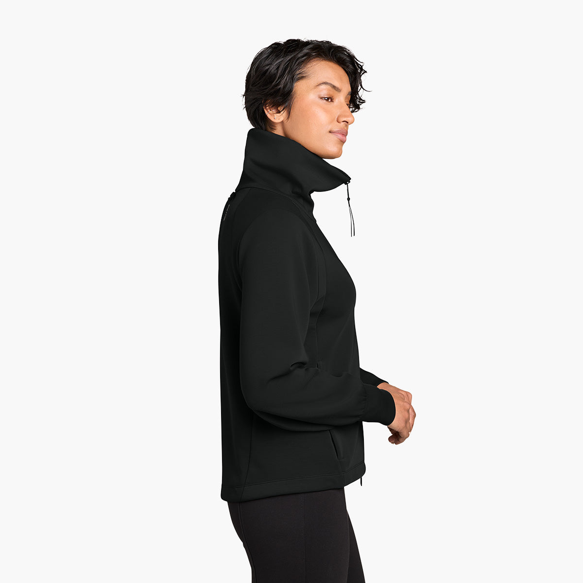 Women's Kumo Knit Outerwear - Pitch Black - Model Side