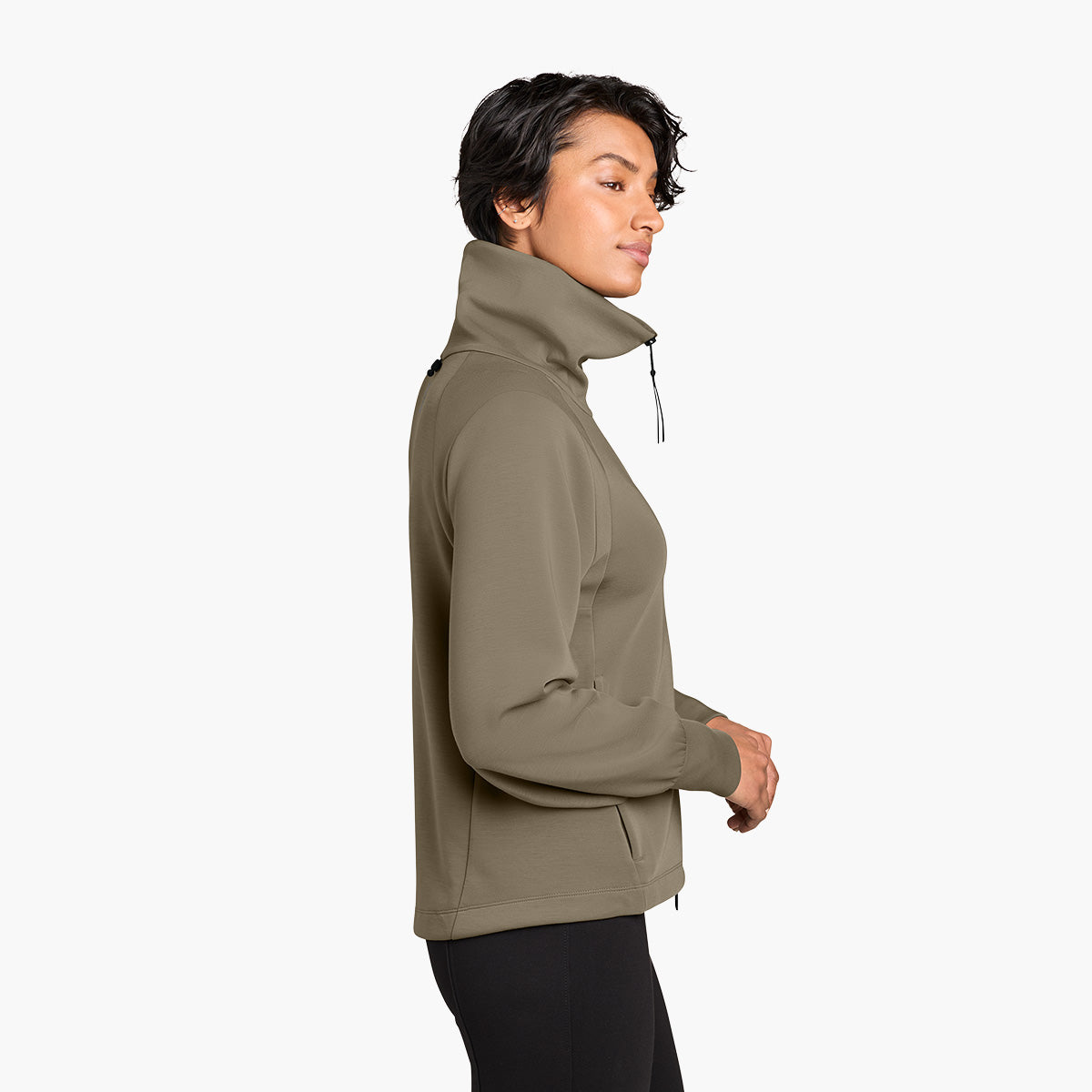 Women's Kumo Knit Outerwear - Truffle - Model Side