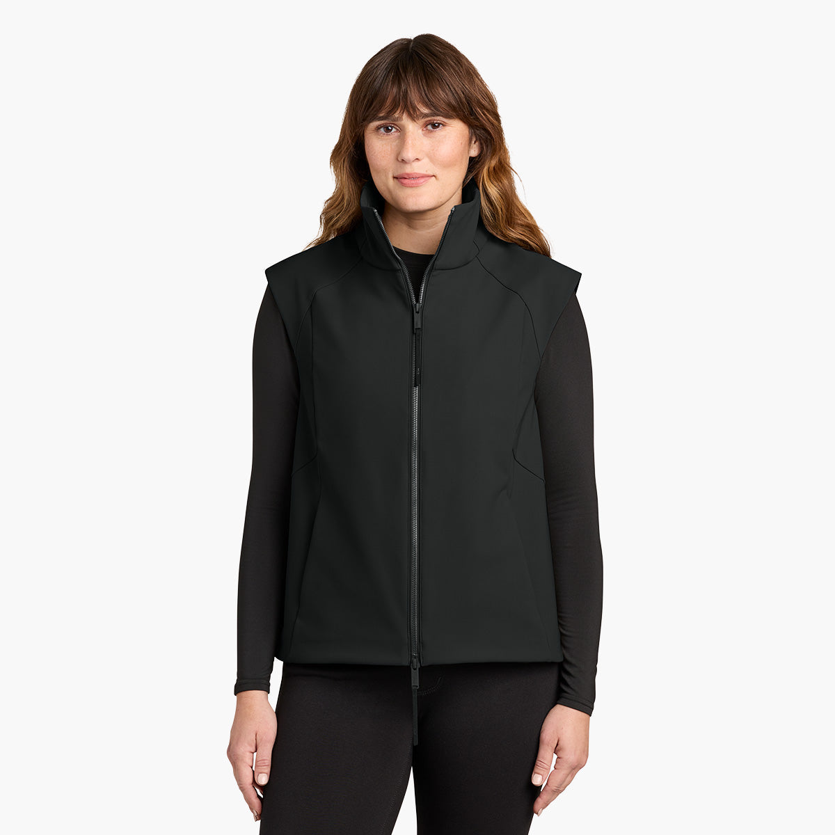 Women's Nozawa Soft Shell Vest - Pitch Black - Model Front