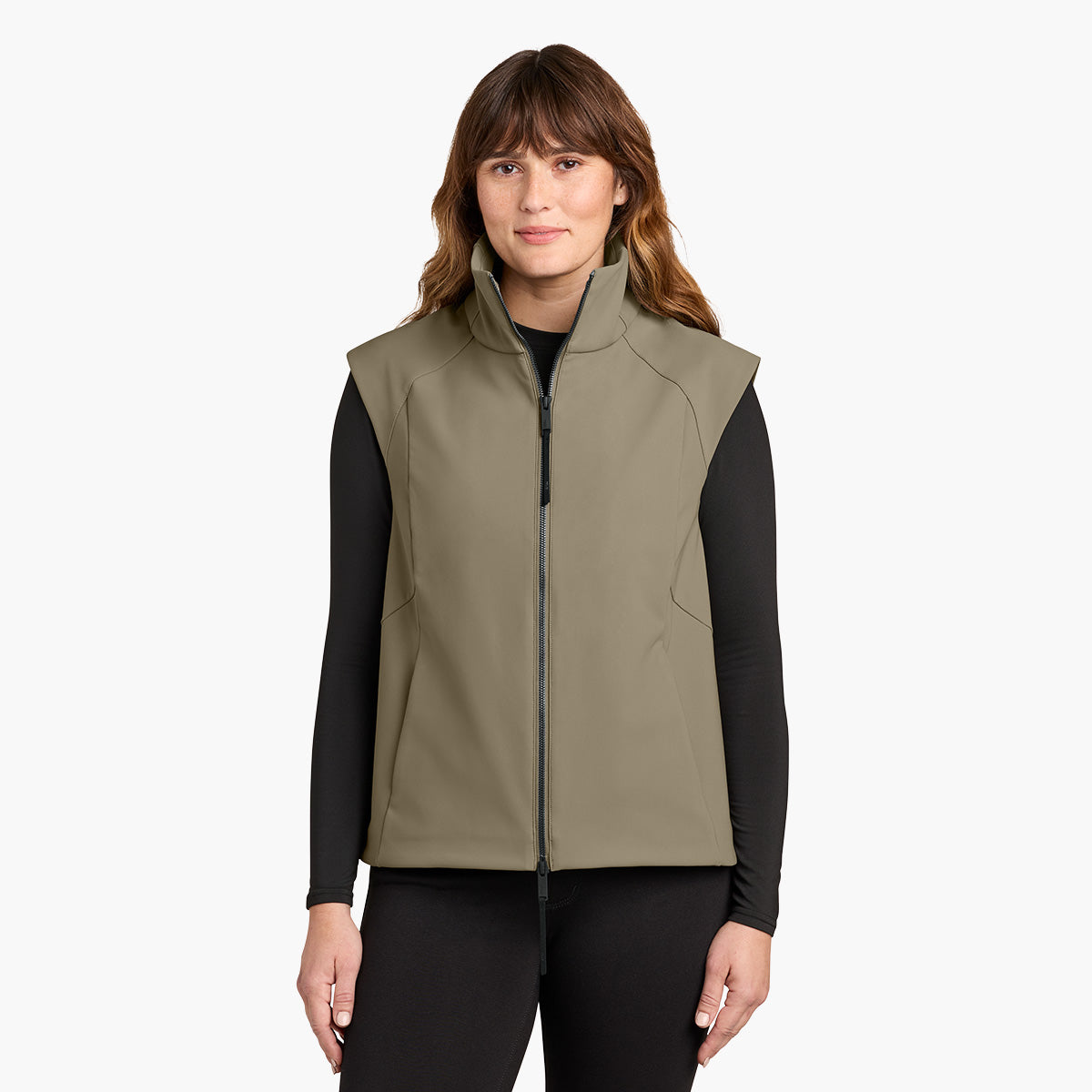 Women's Nozawa Soft Shell Vest - Truffle - Model Front