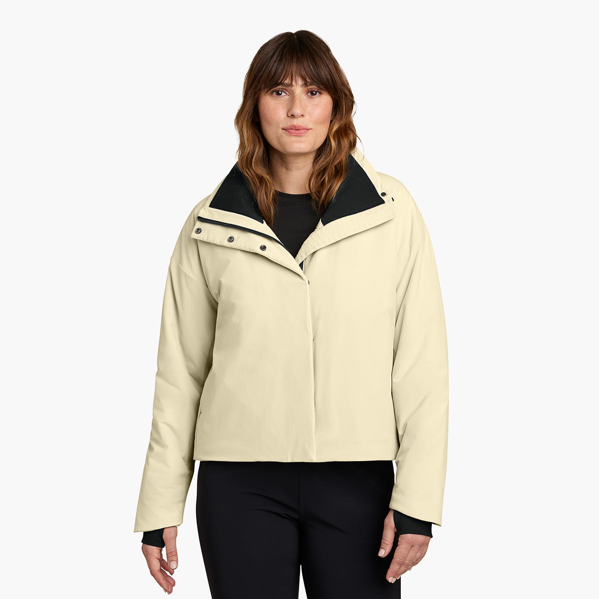 Women's Sashiko Insulated Jacket - Alabaster - Model Detail Pocket