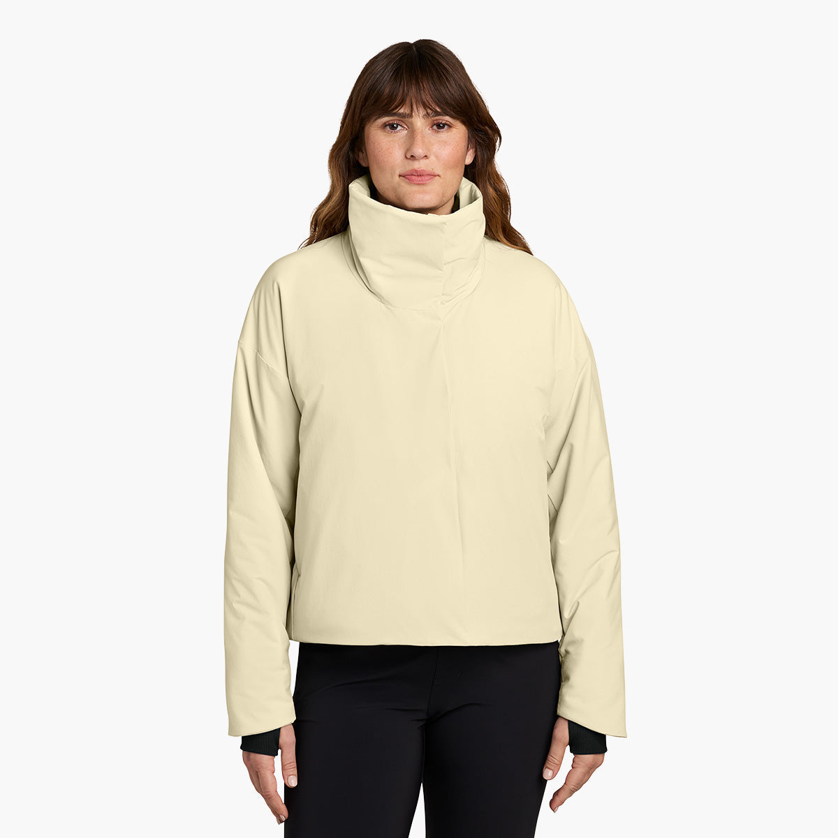 Women's Sashiko Insulated Jacket - Alabaster - Model Front