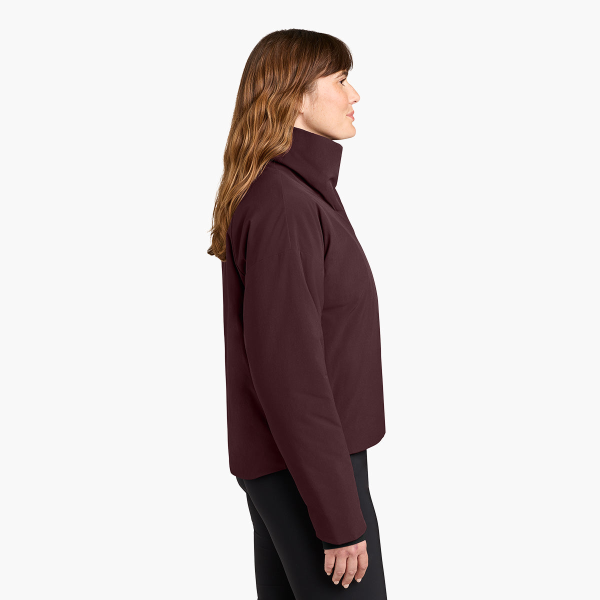 Women's Sashiko Insulated Jacket - Dark Fig - Model Side