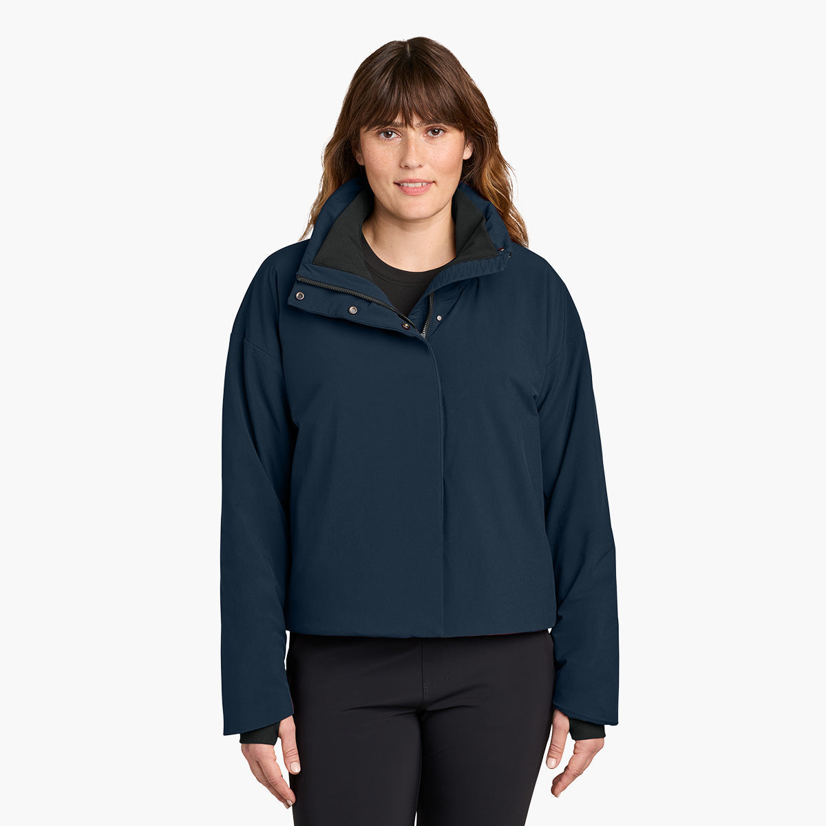 Women's Sashiko Insulated Jacket - Indigo Navy - Model Detail