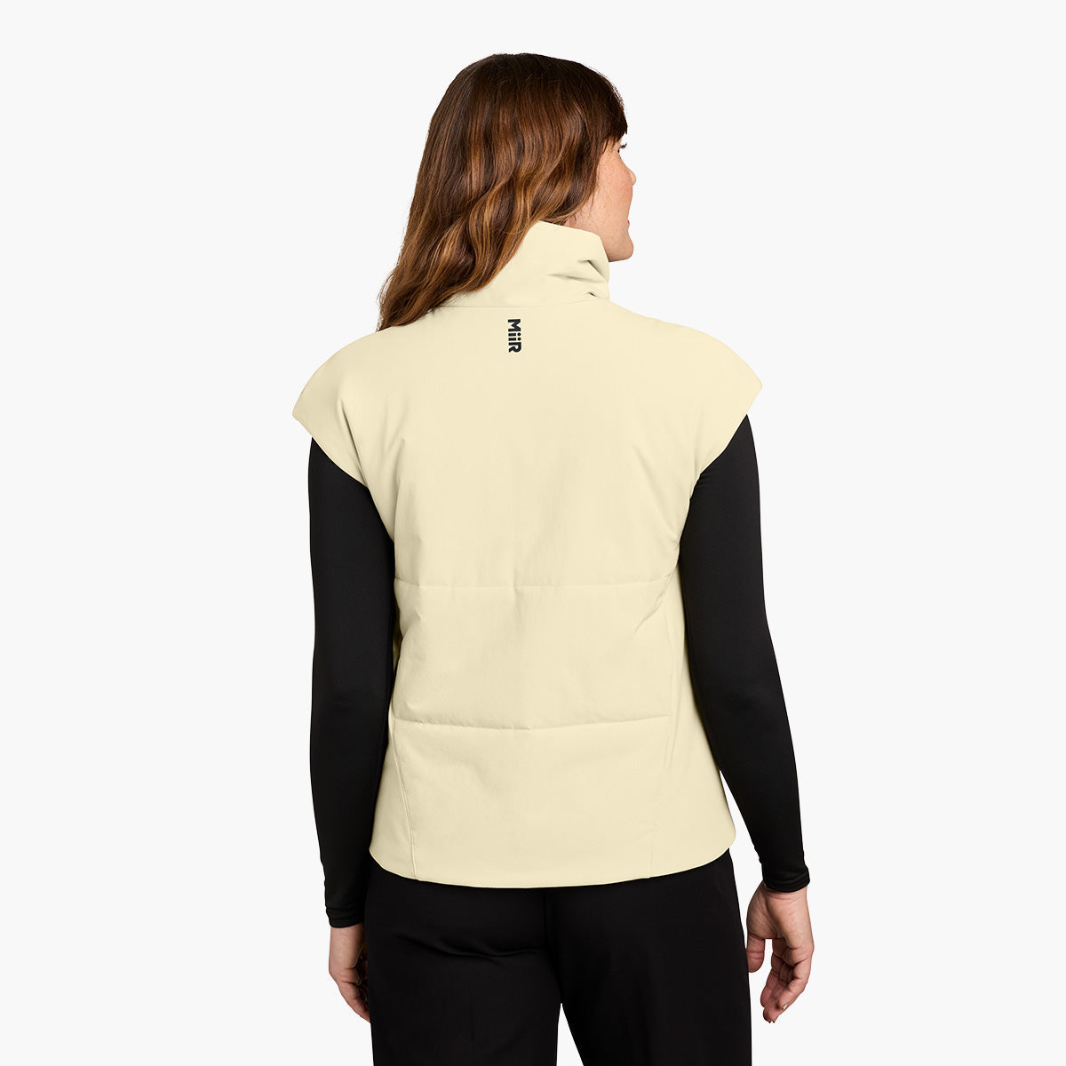 Women's Sashiko Insulated Vest - Alabaster - Model Back