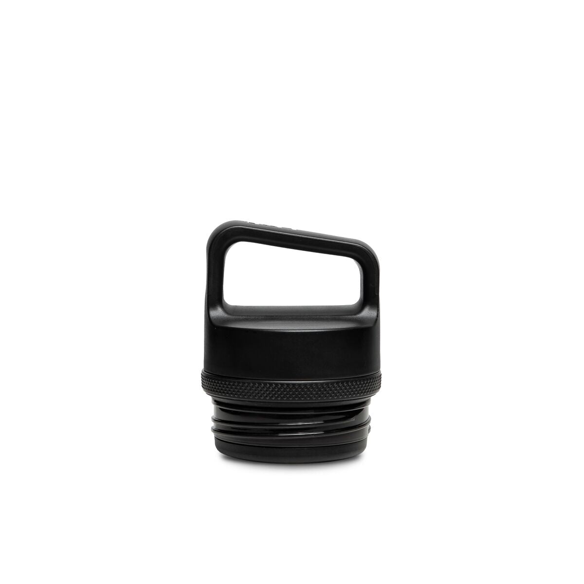 Black container with handle on a white background