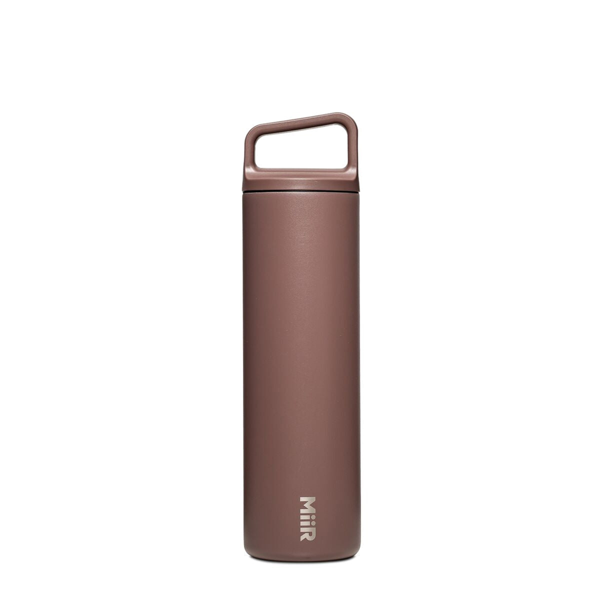 Cedar Brown insulated bottle with a handle on a white background
