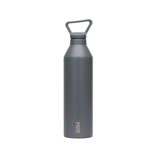 Double wall stainless steal narrow mouth water bottle, basal gray